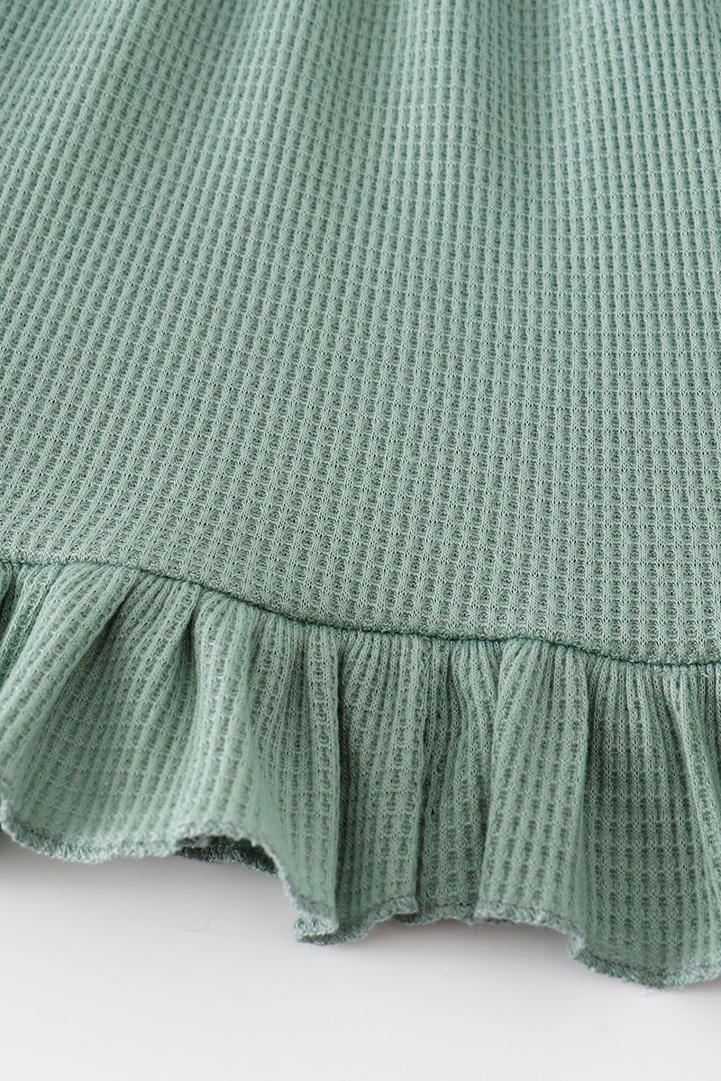 Green waffle girl ruffle set