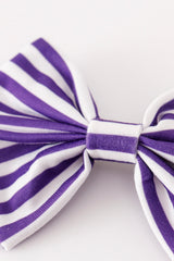 Purple stripe piggie hair bow