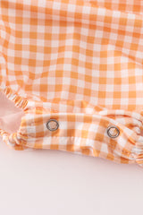 Orange halloween embroidery plaid girl bubble