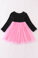 Black halloween boo sequin tutu dress