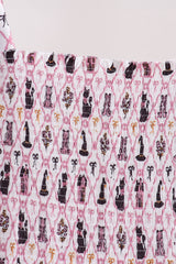Pink Cat Print Mom Dress