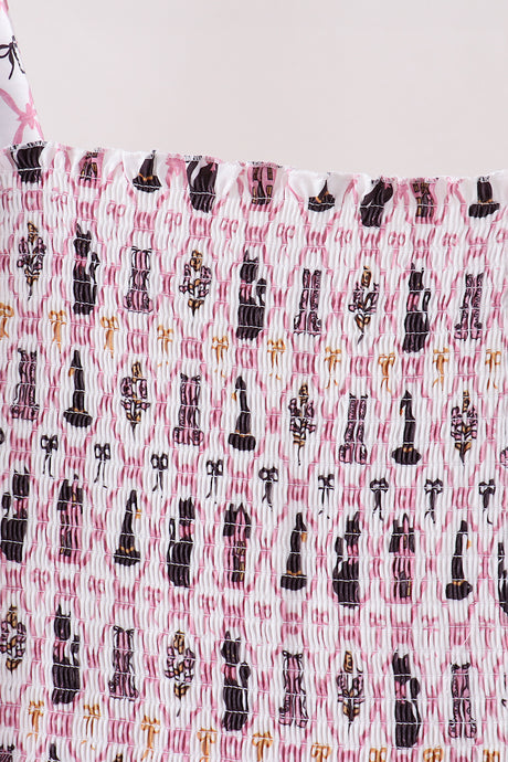 Pink Cat Print Mom Dress