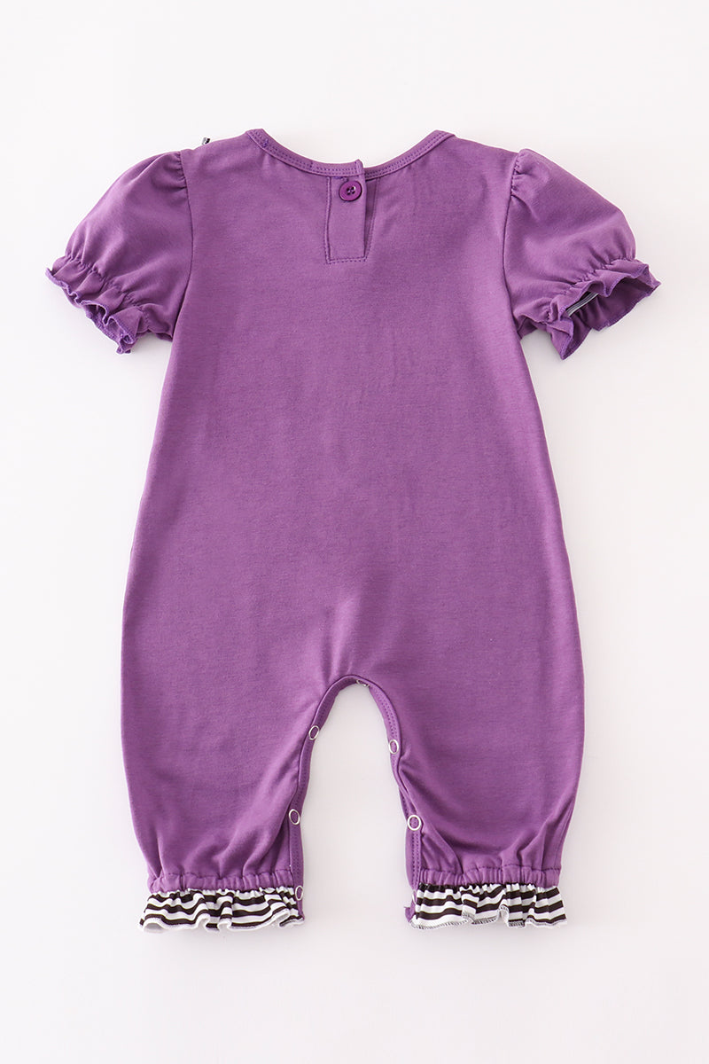 Purple halloween pumpkin BOO applique girl romper