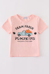 Pink farm fresh pumpkins girl top