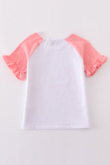 Pink baseball bow tie girl top