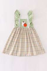 Sage pumpkin french knot ruffle dress