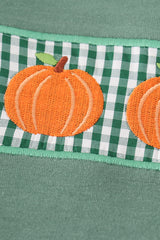 Green gingham pumpkin embroidery boy set