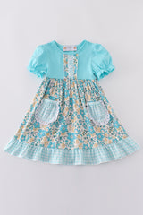 Blue aqua meadow girl dress