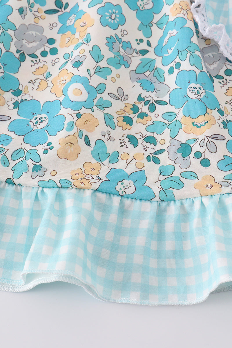 Blue aqua meadow girl dress