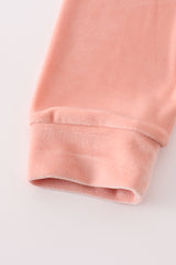 Pink velvet girl hoodie set