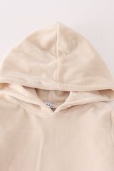 Cream velvet boy hoodie set