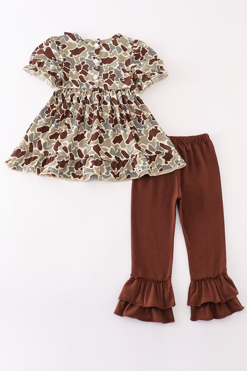 Camouflage girl ruffle pants set