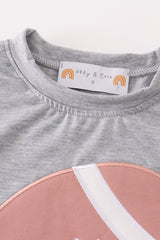 Grey football applique boy top