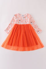 Orange halloween ghost tutu dress