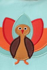 Green turkey applique girl romper