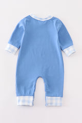 Blue turkey applique boy romper