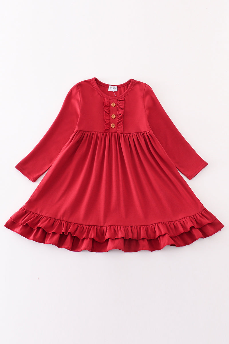 Maroon ruffle girl dress