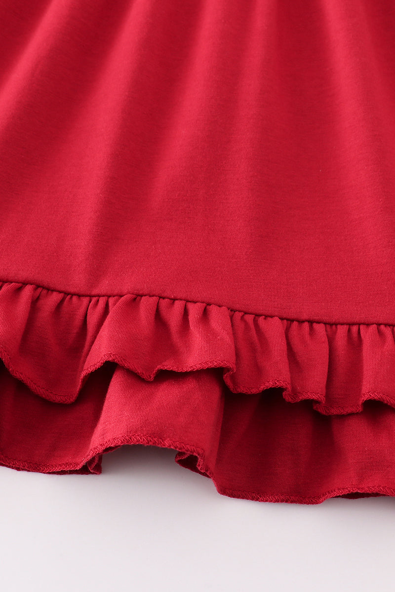 Maroon ruffle girl dress