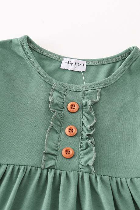 Green ruffle girl dress