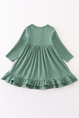 Green ruffle girl dress