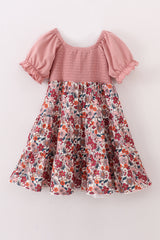 Pink floral smocked mom&me dress