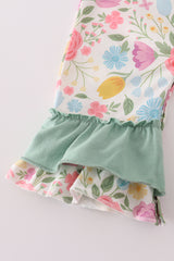 Floral print ruffle romper