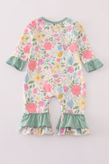 Floral print ruffle romper