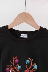 Black reindeer sequin mom&me fleece sweatshirt