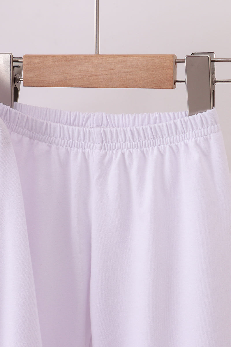 White ruffle pajamas pants set