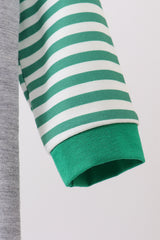 Green tree tractor applique stripe romper