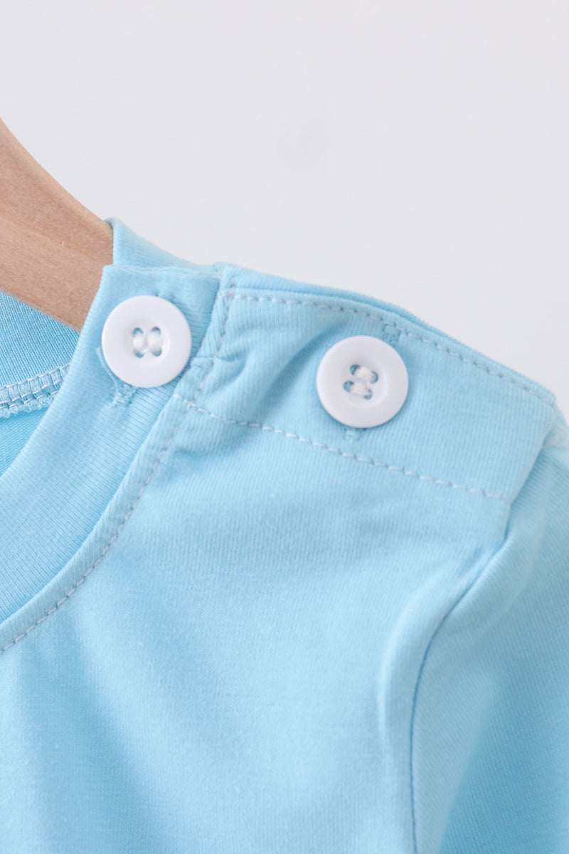 Blue snowman applique top