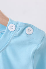 Blue snowman applique top