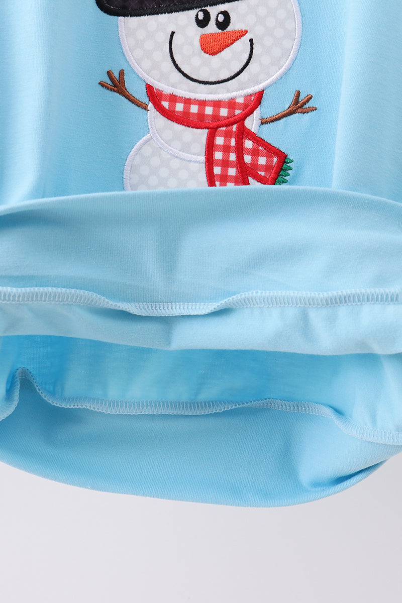 Blue snowman applique top