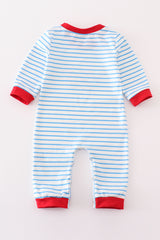 Blue stripe airplane applique boy romper