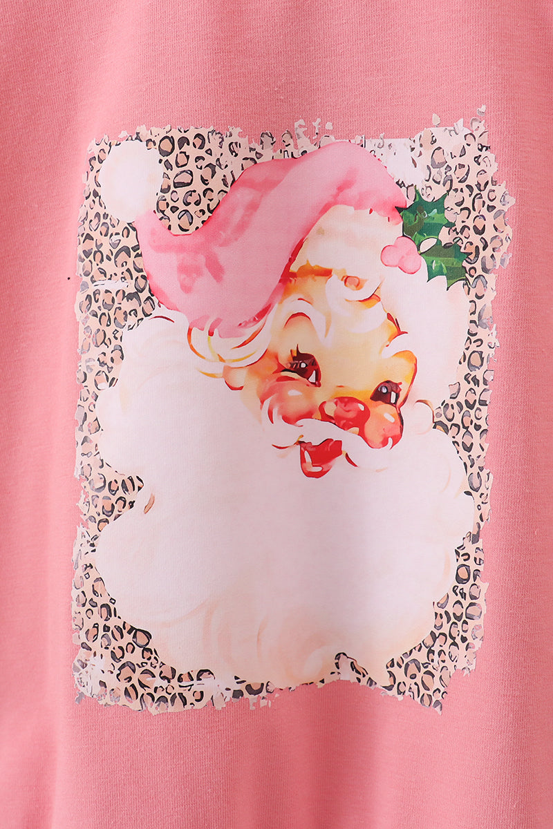 Pink santa claus print top