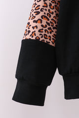 Black leopard tree deer print pants set