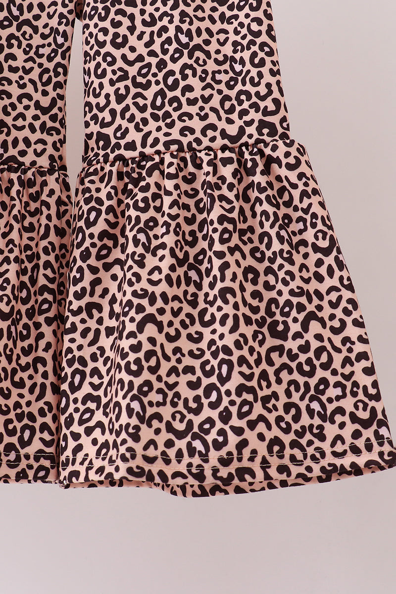Cream leopard santa claus print pants set