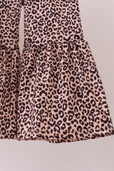 Cream leopard santa claus print pants set