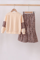 Cream leopard santa claus print pants set