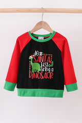 Black dinosaur print top