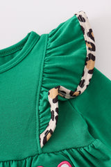 Forest tree applique leopard ruffle bloomer set