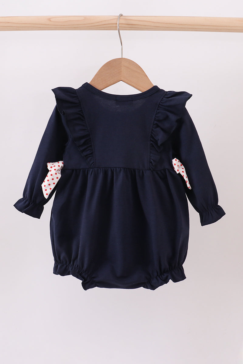 Navy christmas santa cookie milk embroidery ruffle bubble