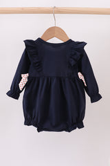 Navy christmas santa cookie milk embroidery ruffle bubble