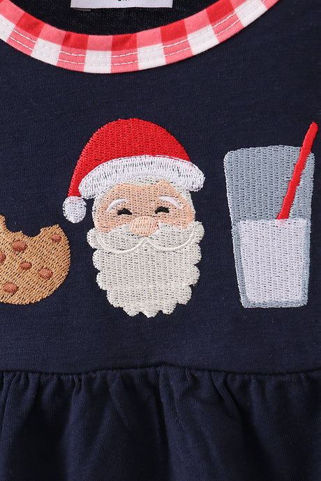 Navy christmas santa cookie milk embroidery bubble