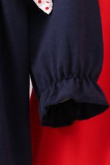 Navy christmas santa cookie milk embroidery ruffle pants set