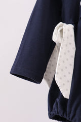 Navy christmas santa claus embroidery ruffle bubble
