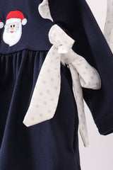 Navy christmas santa claus embroidery ruffle bloomer set
