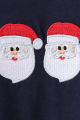 Navy christmas santa claus embroidery romper