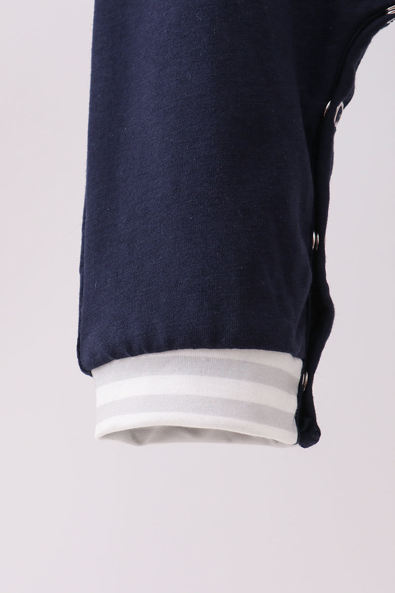 Navy christmas santa claus embroidery romper