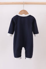 Navy christmas santa claus embroidery romper